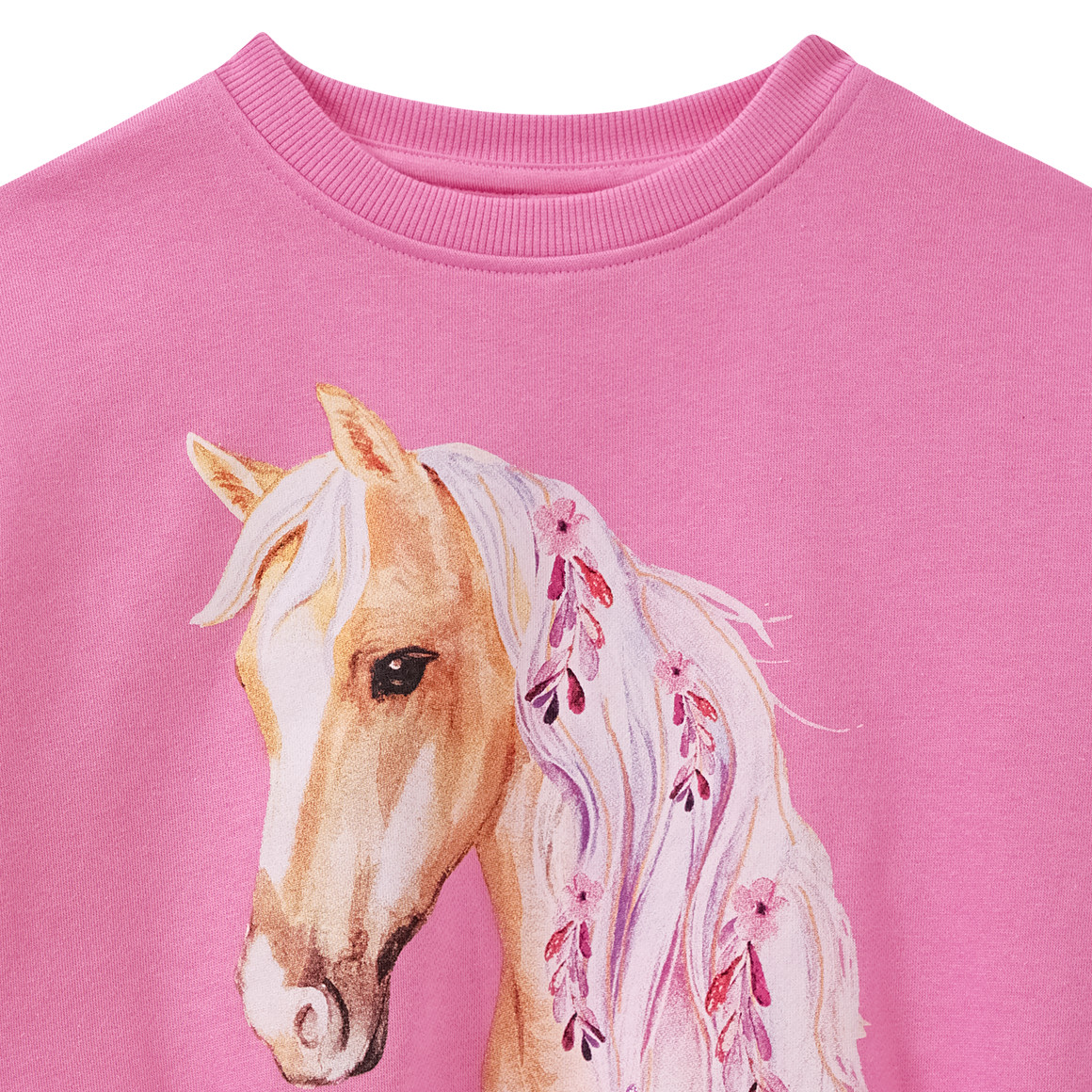 Yigga Mädchen Sweatshirt mit Pferde-Motiv pink