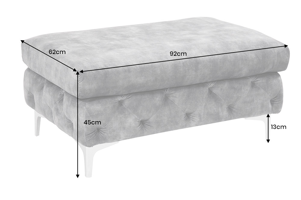 Chesterfield Hocker MODERN BAROCK 90cm dunkelgrau Samt Sitzhocker Fußhocker
