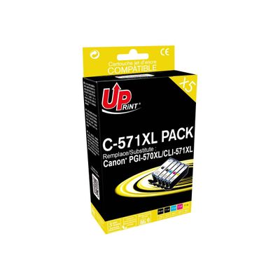 Cartouche compatible Canon CLI-571XL/PGI-570XL - pack de 5 - noir x2, cyan, magenta, jaune - Uprint