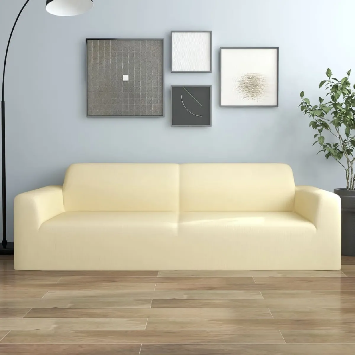 vidaXL Housse canapé Crème Jersey 3 places