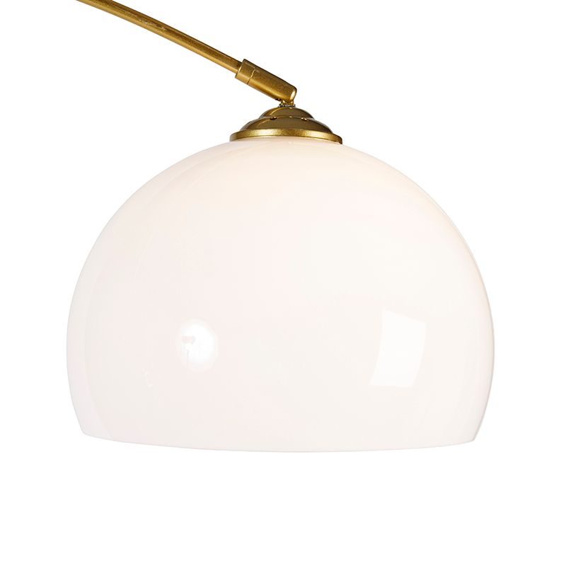 Moderne booglamp messing met witte kap - Arc Basic