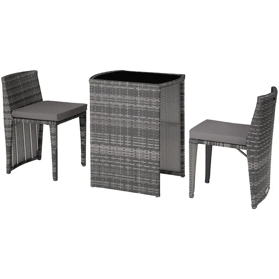 tectake Aluminium wicker bistroset Hamburg, Grijs