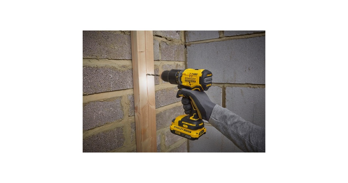 StanleyFATMAX V20 18V Brushless schroefklopboormachine  (Geel/zwart, Koffer, 2 accu's (2.0Ah) en oplader (2A) inbegrepen)