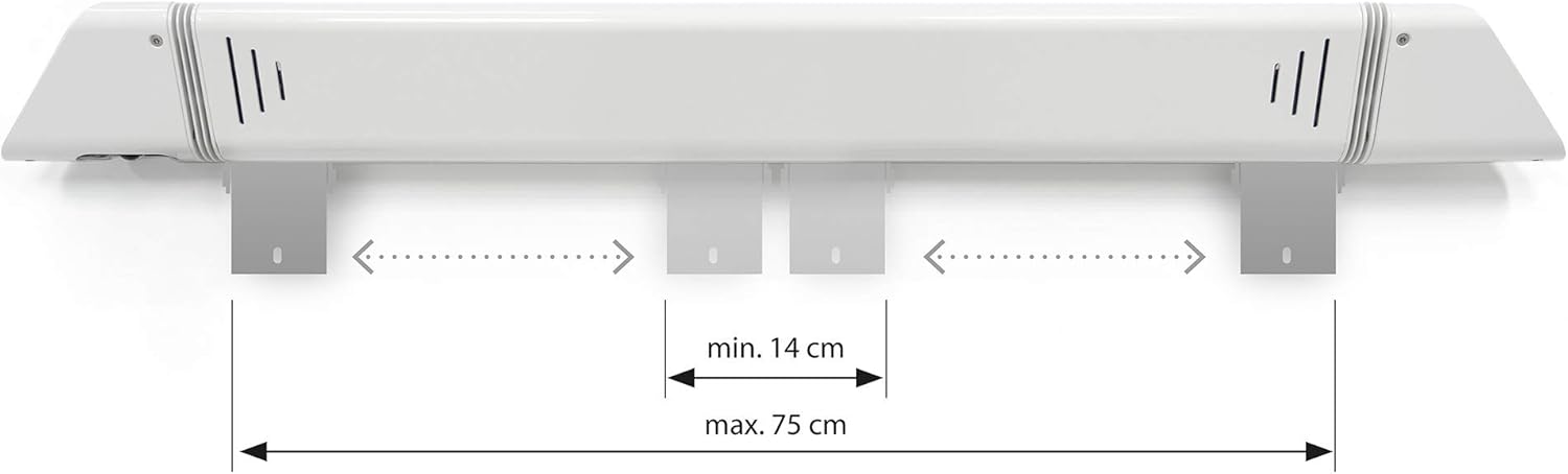 VASNER Teras 25 Infrarot Heizstrahler Terrasse - Terrassenstrahler 2500 W elektrisch - 4 Heizstufen Terassenheizer - Infrarotstrahler Terassenheizstrahler außen outdoor - Mit Fernbedienung (silber)