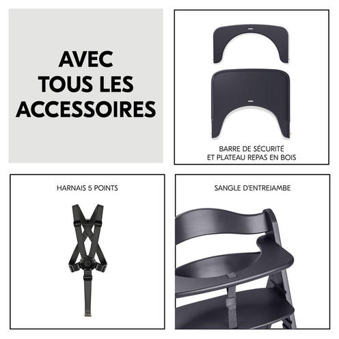 Chaise haute Beta + Gris foncé - HAUCK