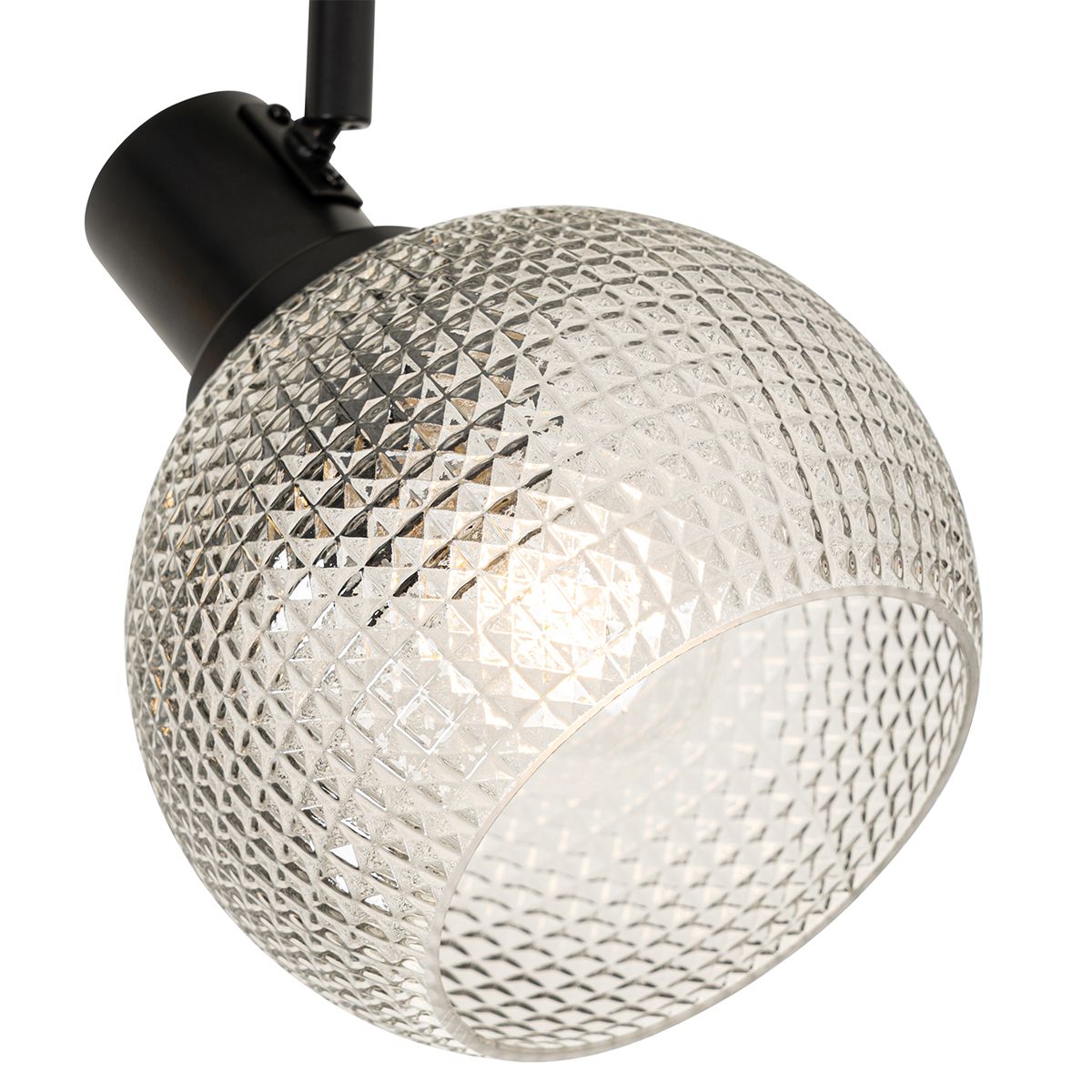 Design spot zwart met smoke glas 3-lichts - Chico