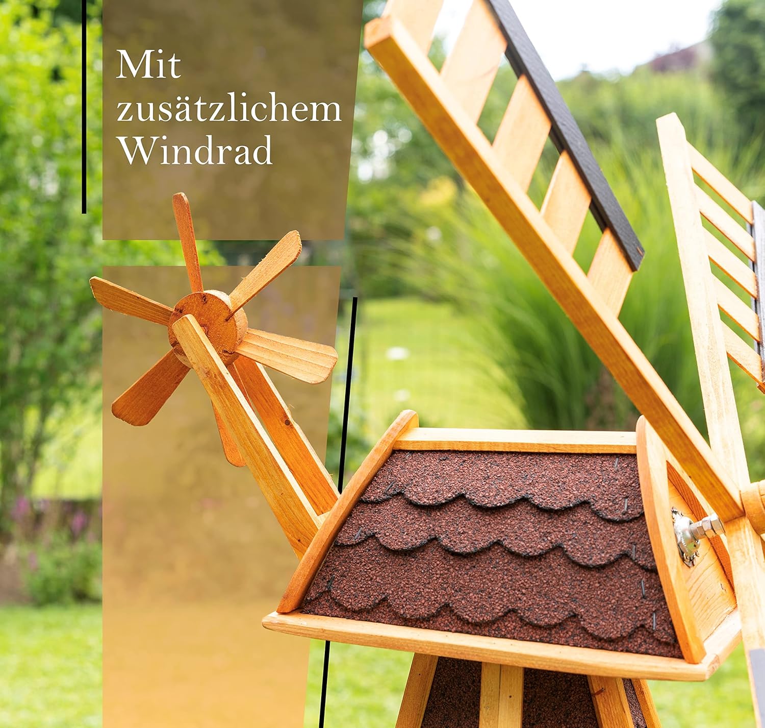 Windmühle, Gartenwindmühle, Windmühlen aus Holz, kugelgelagert 1,25m imprägniert (grün)