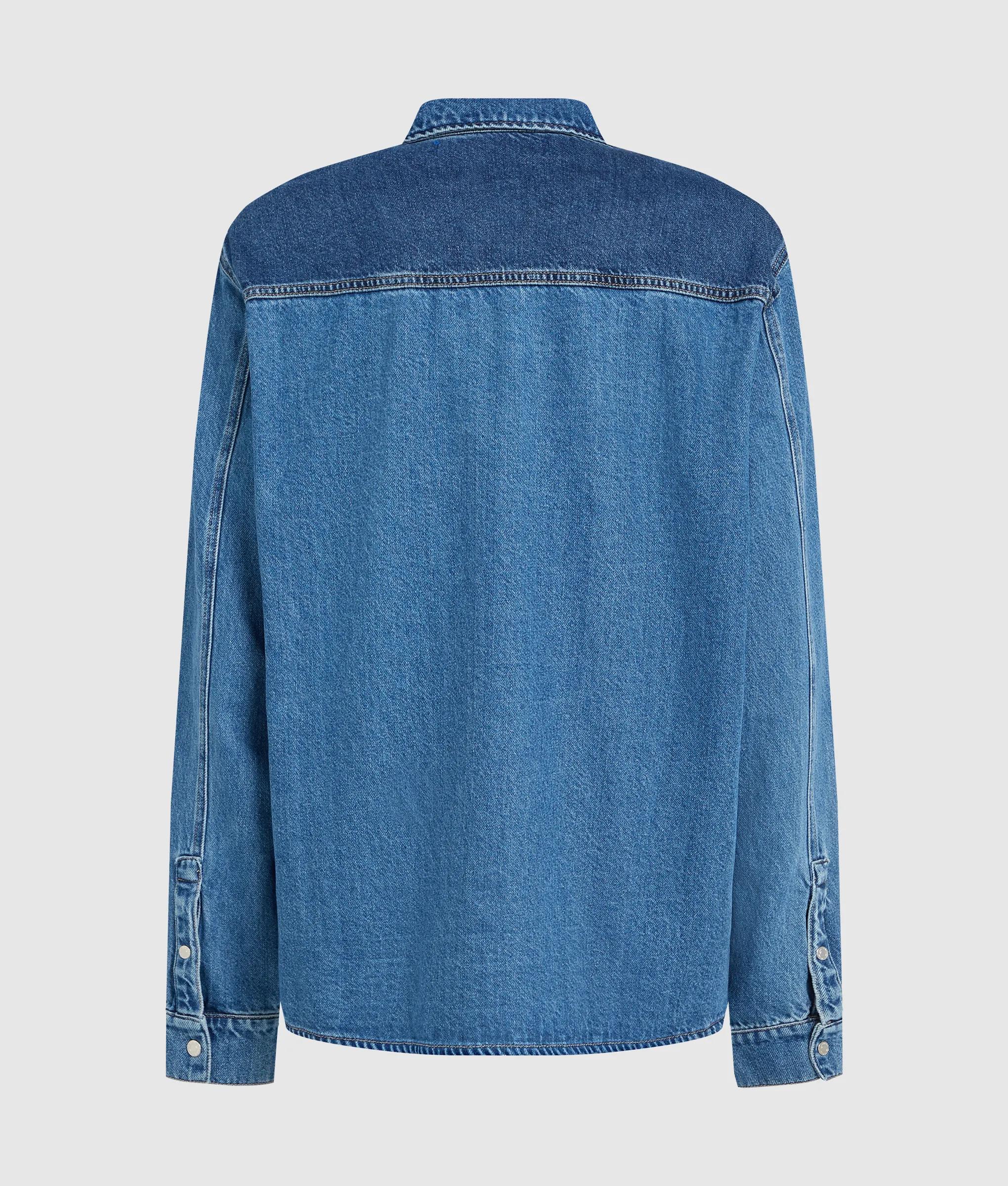 Tweekleurig denim overhemd