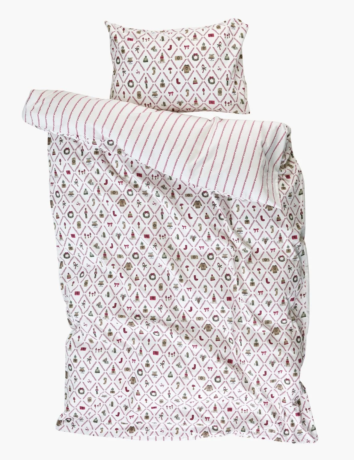 Flanell sengesett              multi rød - 140x200 cm