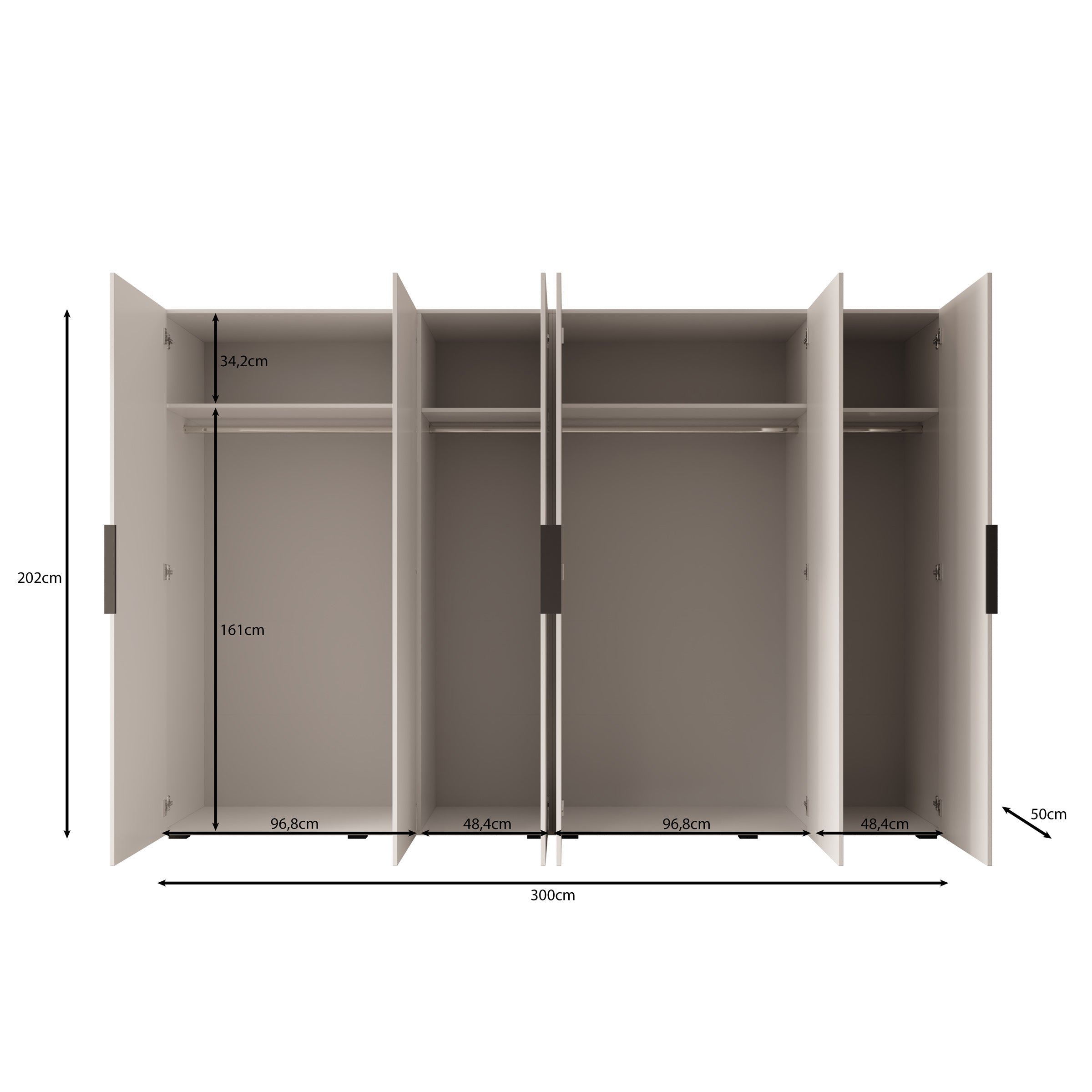 Meubella - Kledingkast Marquesa - Zwart - 300 cm