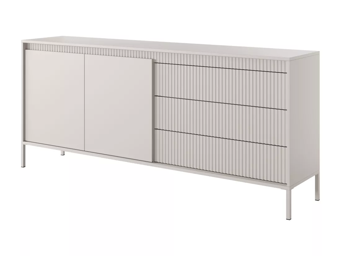 Buffet avec 3 tiroirs et 2 portes en MDF - Beige - NURSEMA