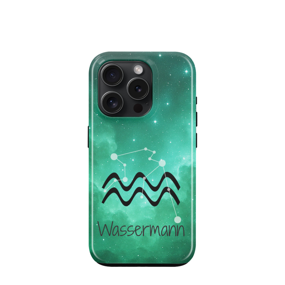 iPhone 15 Pro Hybrid (Kunststoff / Gummi) Hülle Wassermann 2 - Grün