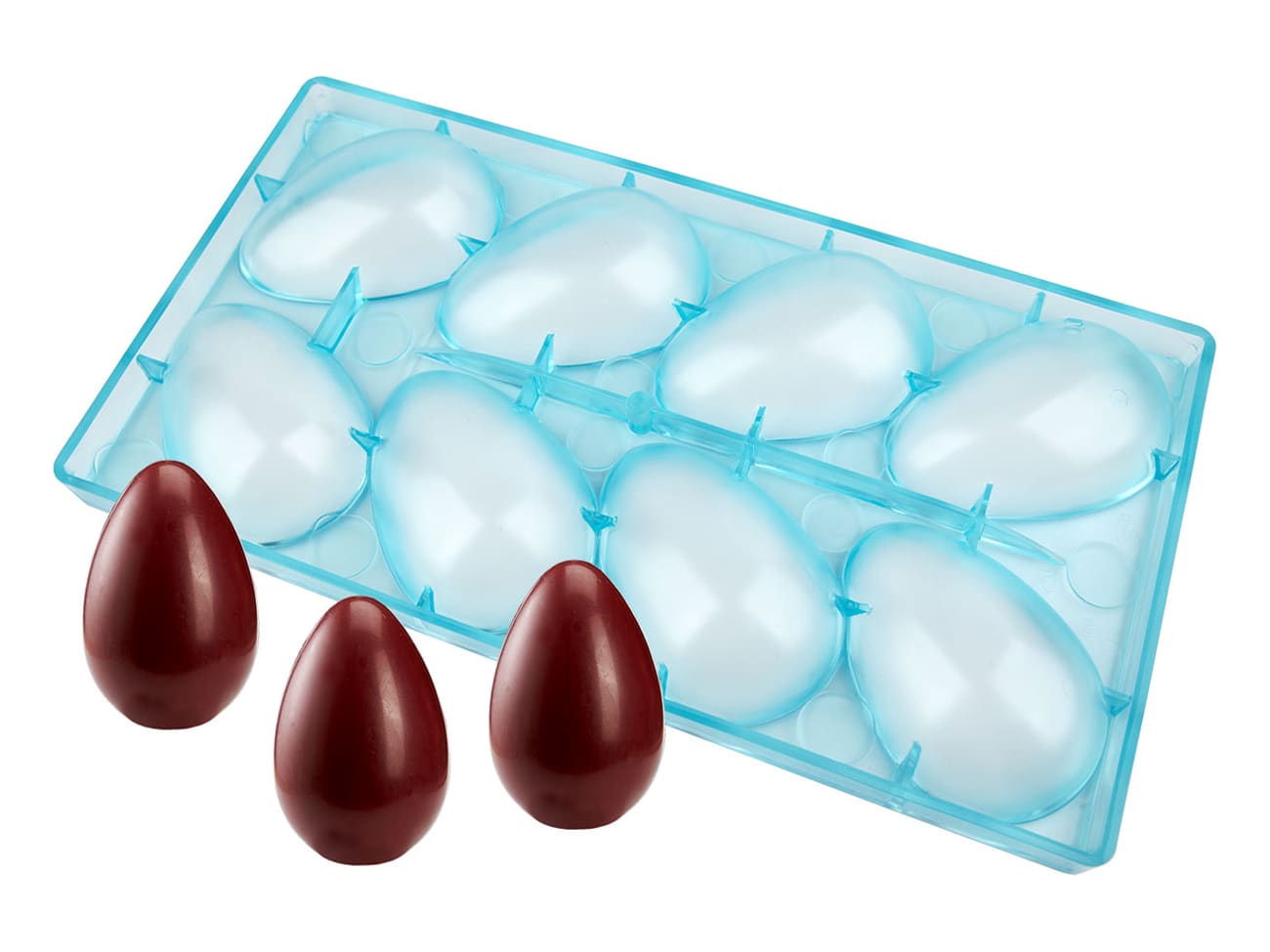 Moule chocolat - demi-oeuf lisse - 8 empreintes 10 x 6,7 cm