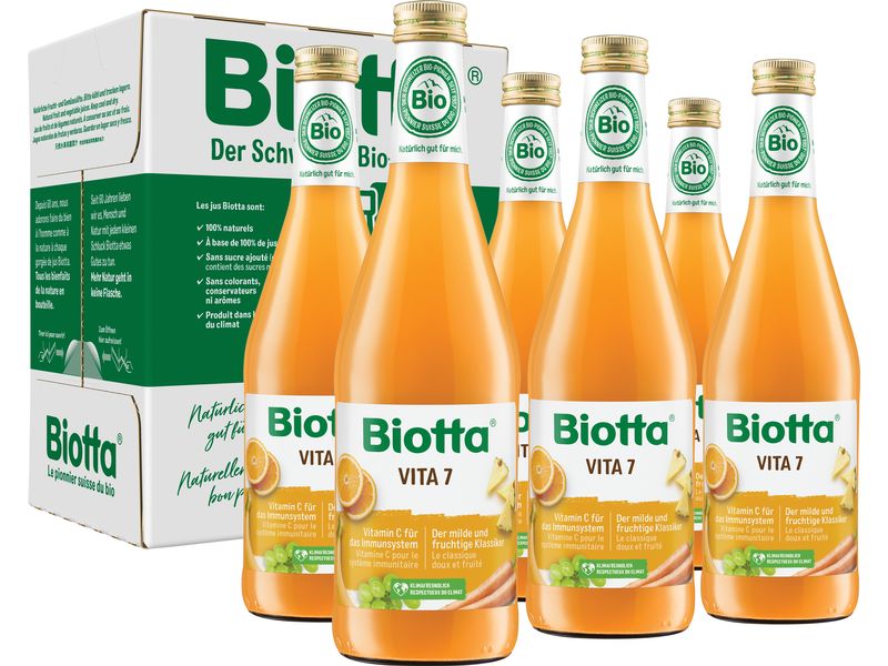 Biotta Säfte Vita 7 Bio 6 x 0.5 l Multifrüchtesaft aus erntefrischen Bio-Obst und Gemüsen