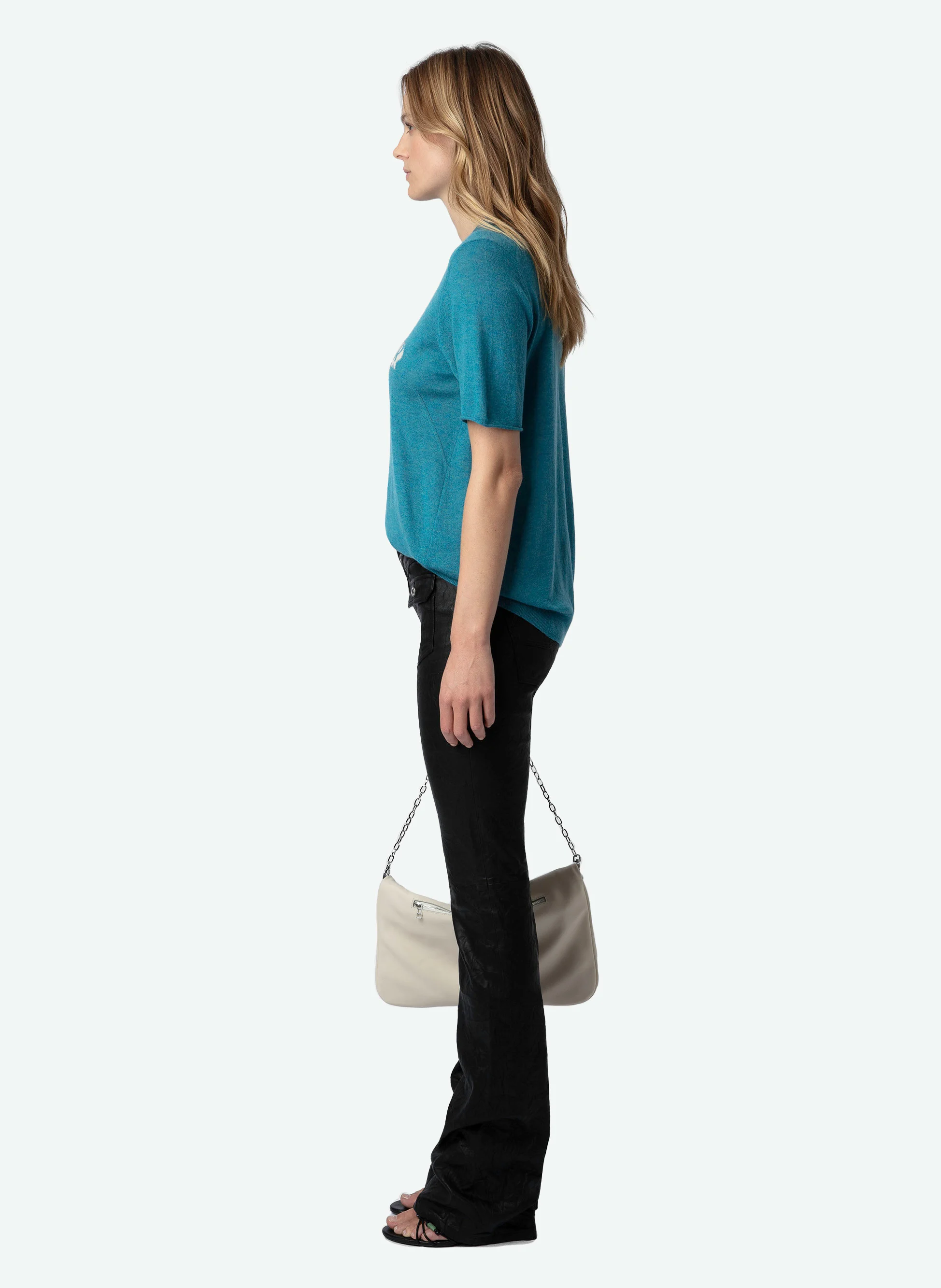 IDA - Pull col rond jacquard en cachemire| Bleu