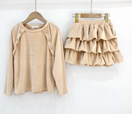 Velvet buttoned set - beige