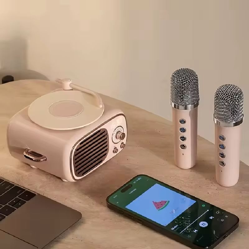 HOMTEC - USB oplaadbare Bluetooth-luidspreker met karaokemicrofoon
