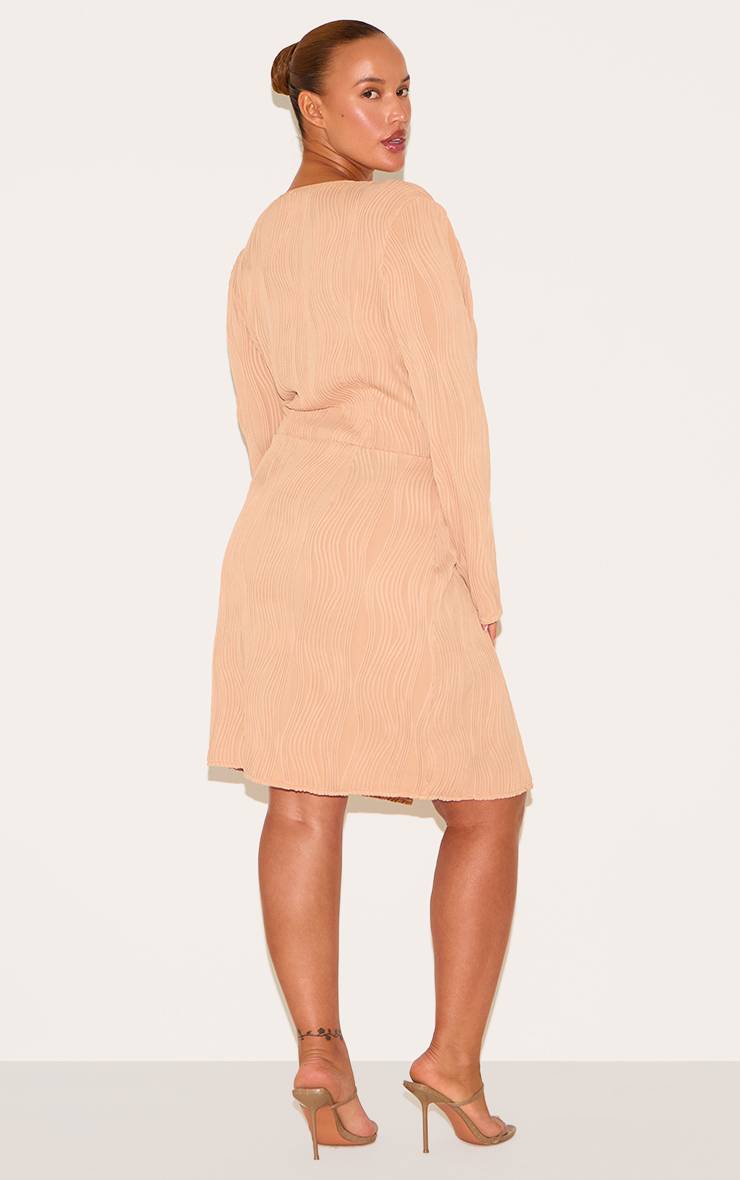 Gris Pierre Robe Grande Taille Plissée À Devant Cache-cœur