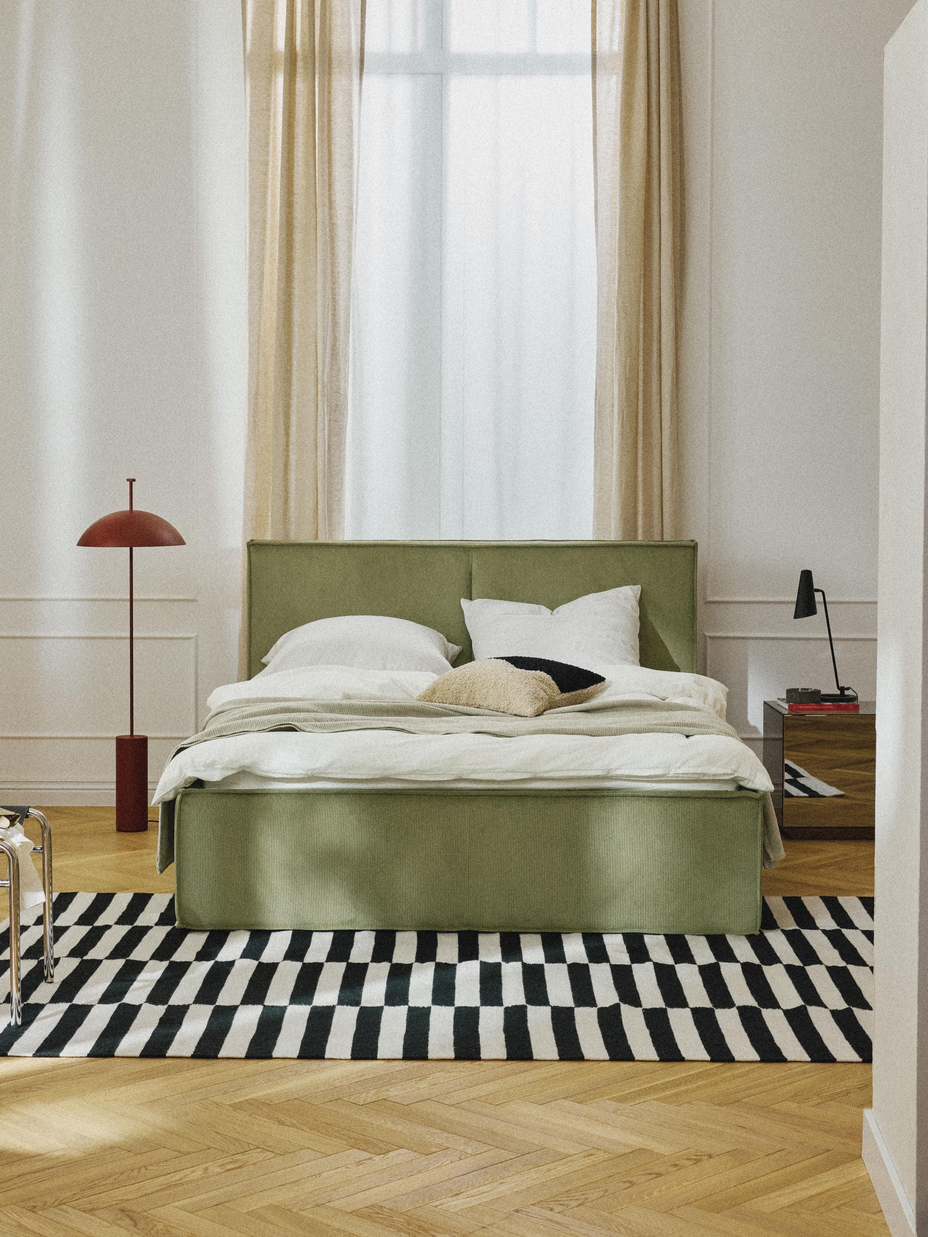 Corduroy gestoffeerd bed Dream met opbergruimte
