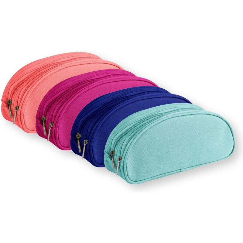 Trousse textile ovale 2 compartiments 22 x 8 x 10 cm, 4 couleurs assorties - Assortis