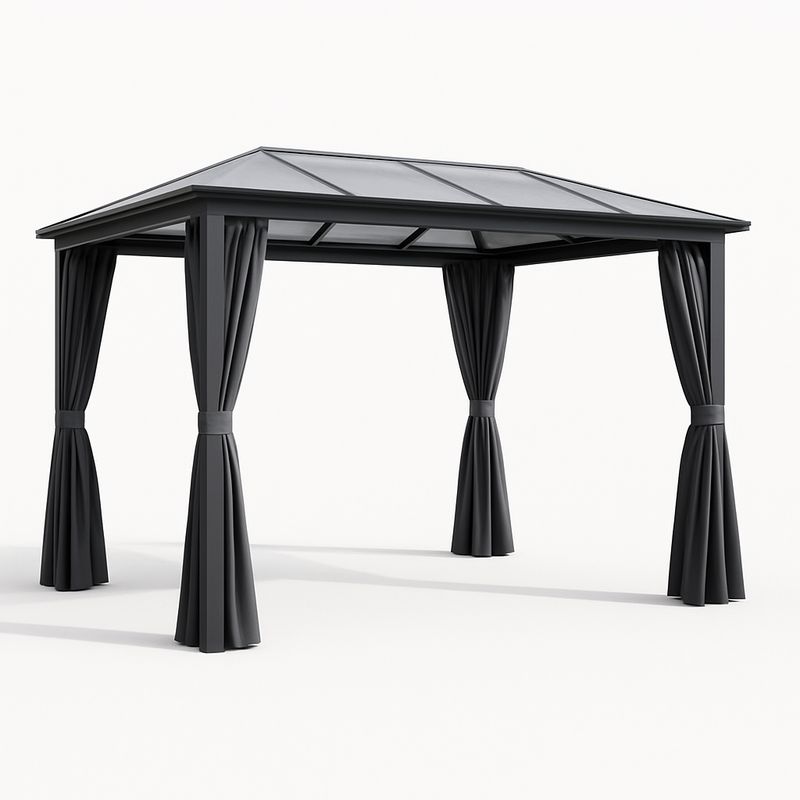 Pavillon mit Metallrahmen und Polycarbonat Dach Dunkelgrau 300x400 cm