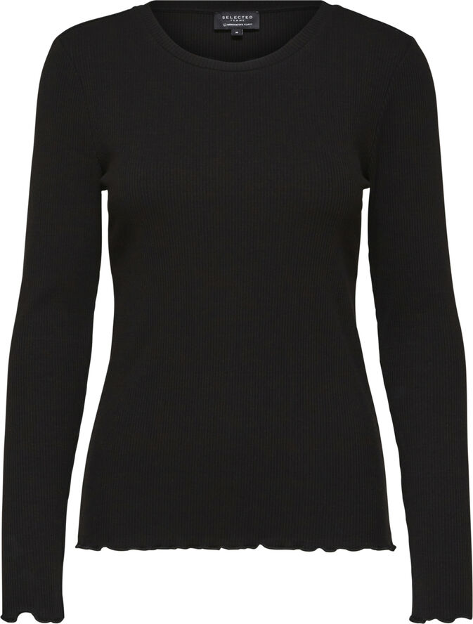 Selected Femme SLFANNA LS CREW NECK TEE S NOOS Sort