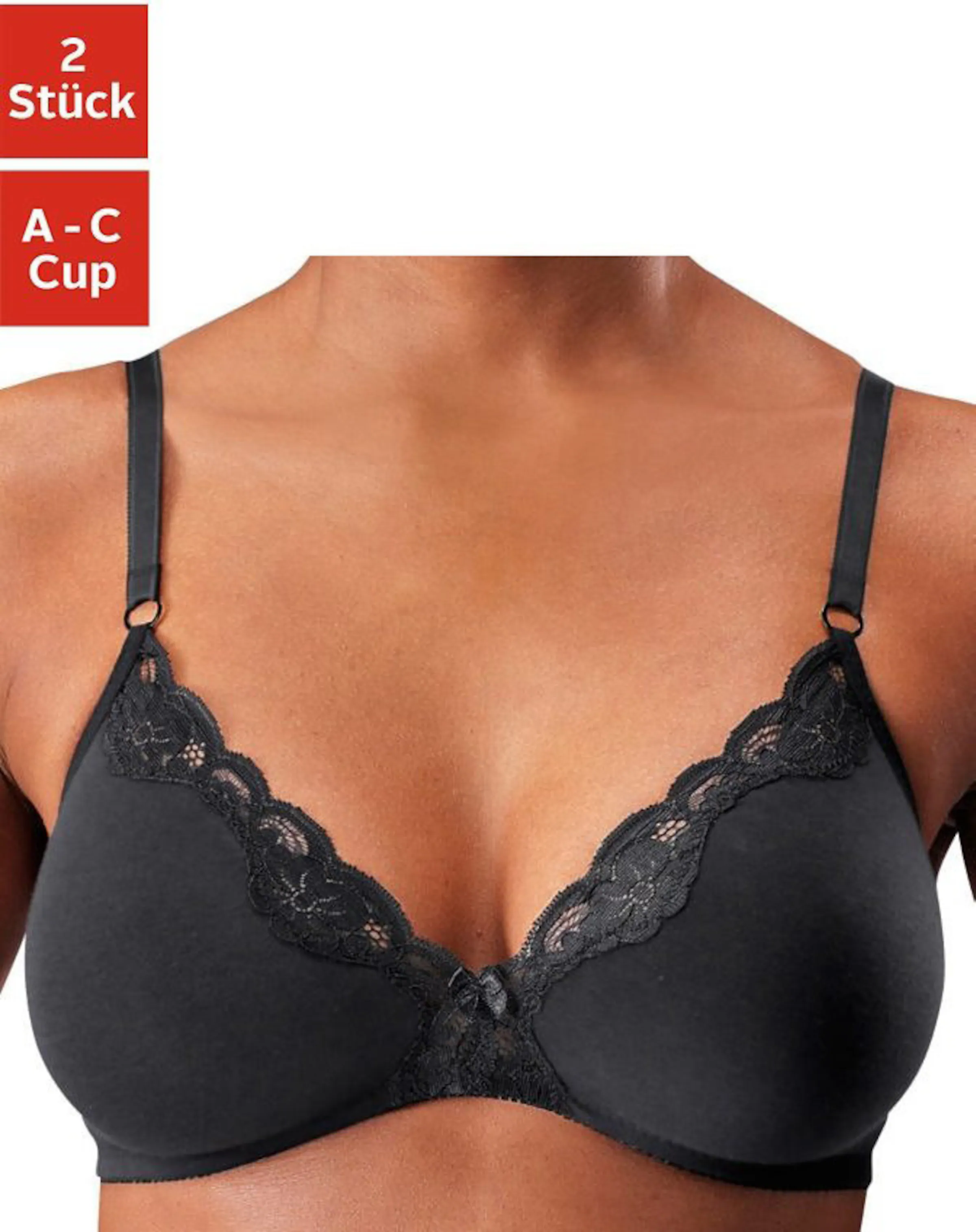 petite fleur Bralette-BH in 2xschwarz