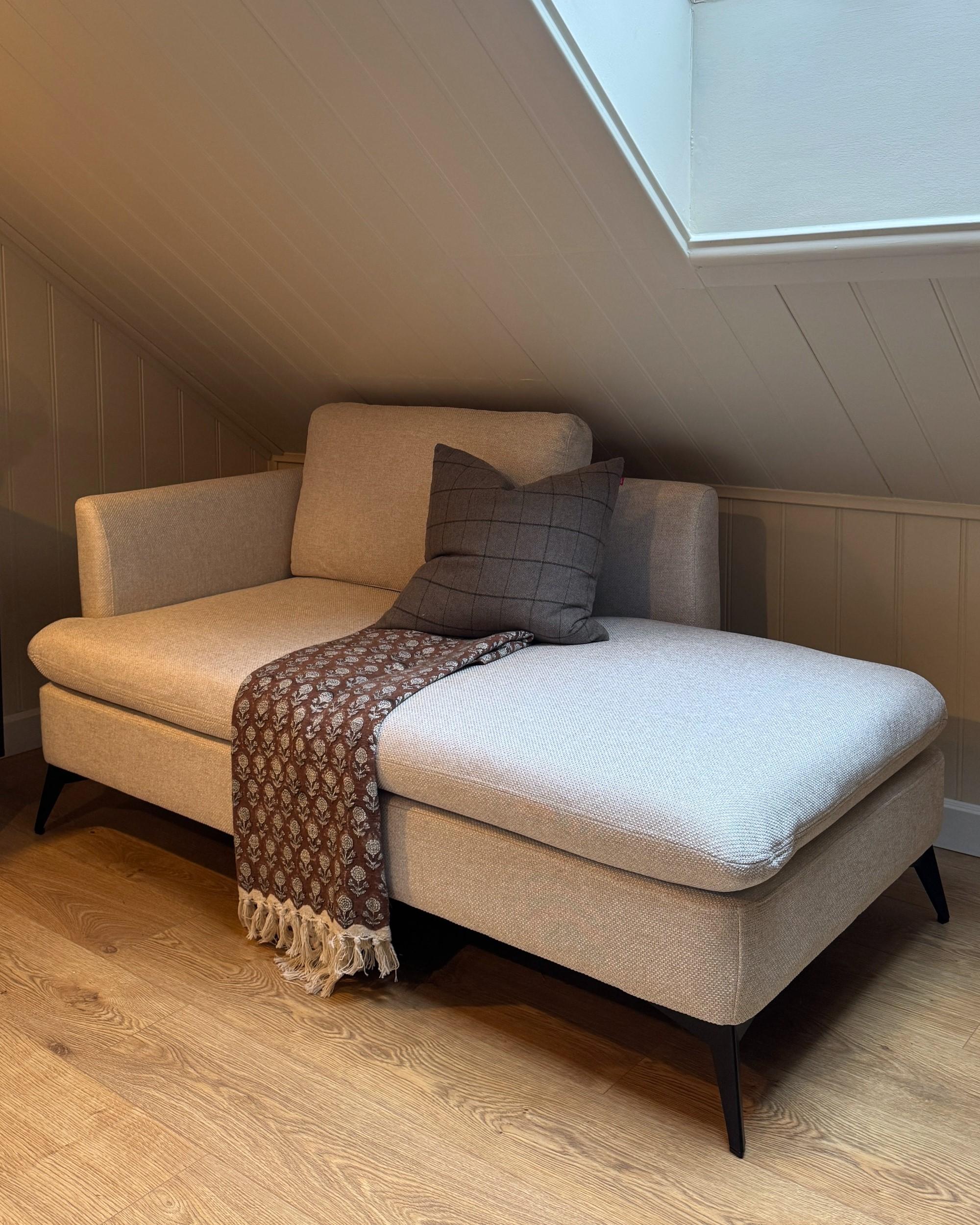 Linkszijdige chaise longue SIEVOZ Stof Lichtbeige