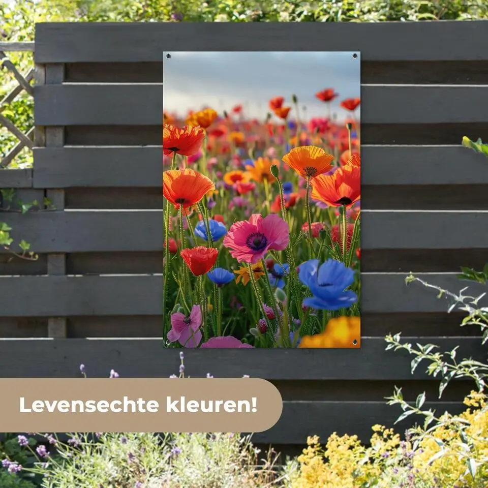 MuchoWow Tuinposter 80x120cm Bloemen Klaprozen Kleurrijk
