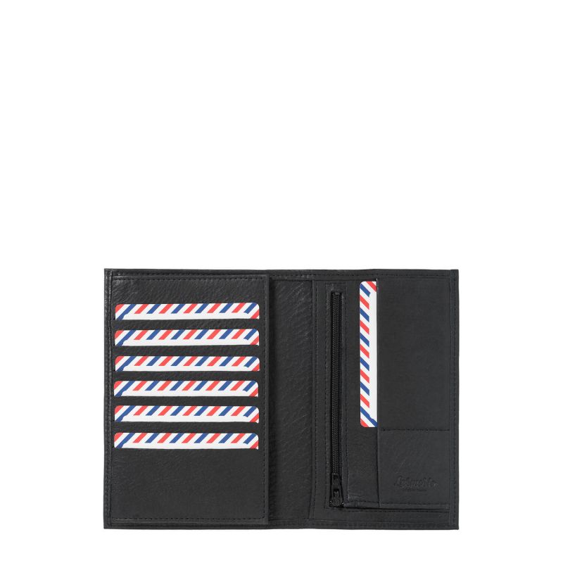 Portefeuille 2 volets Gustave en cuir Nubuck Noir c'est noir