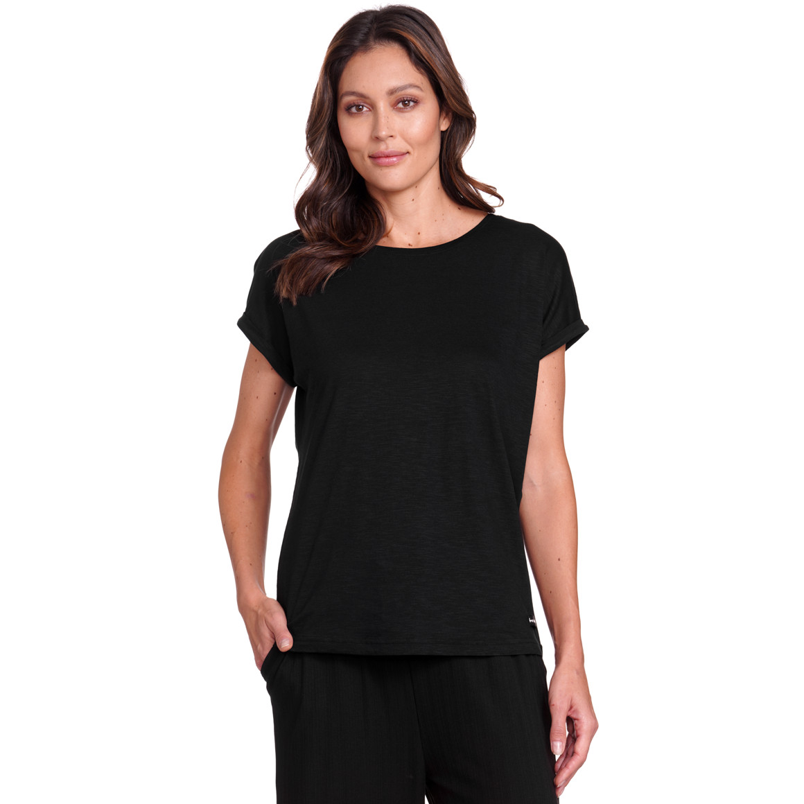 Gina Benotti Damen T-Shirt aus Flammgarn schwarz