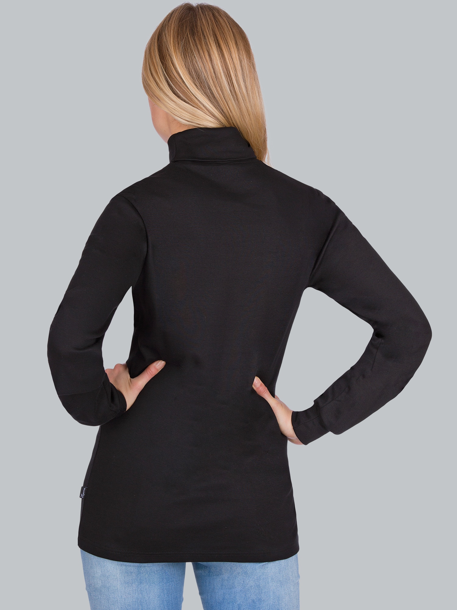 Langarm Ski/Sportrollkragenpullover Schwarz