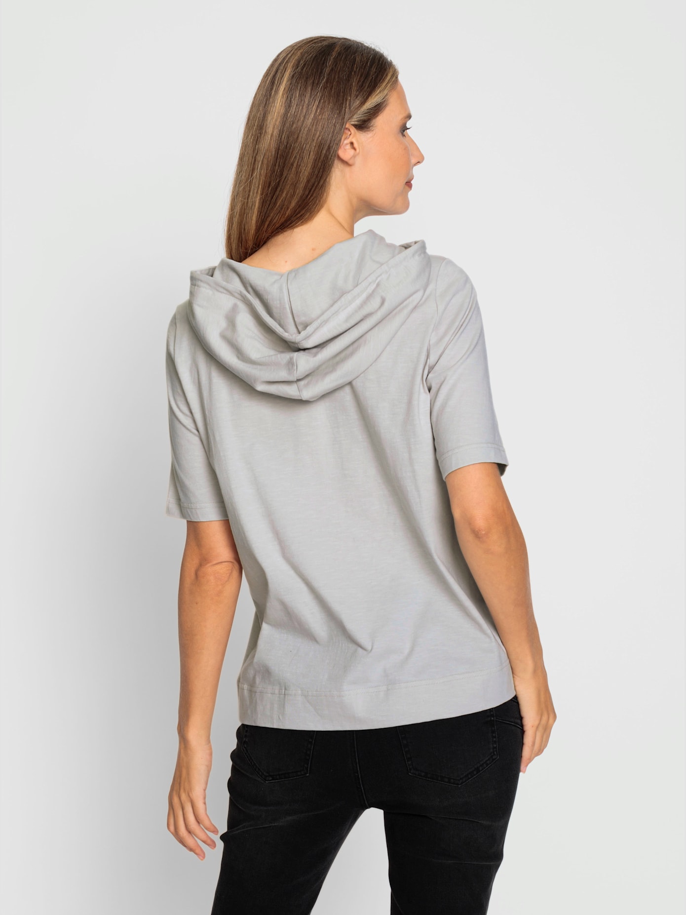 T-shirt à capuche motif imprimé devant