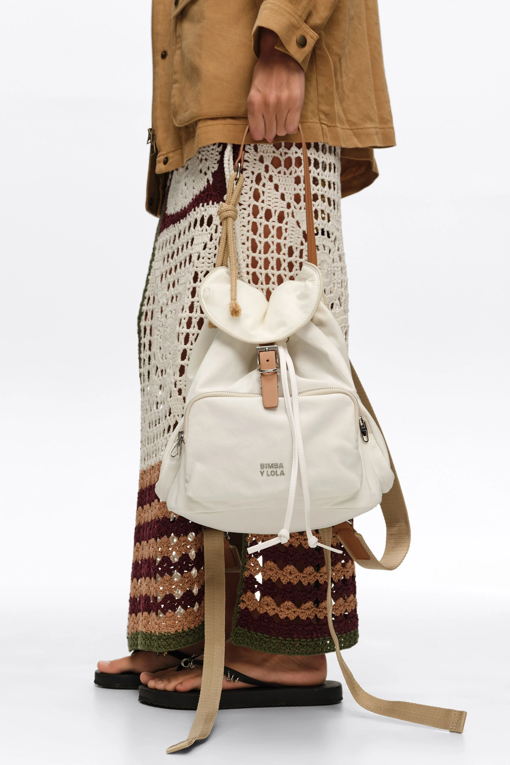 Mochila de bolso de náilon branco
