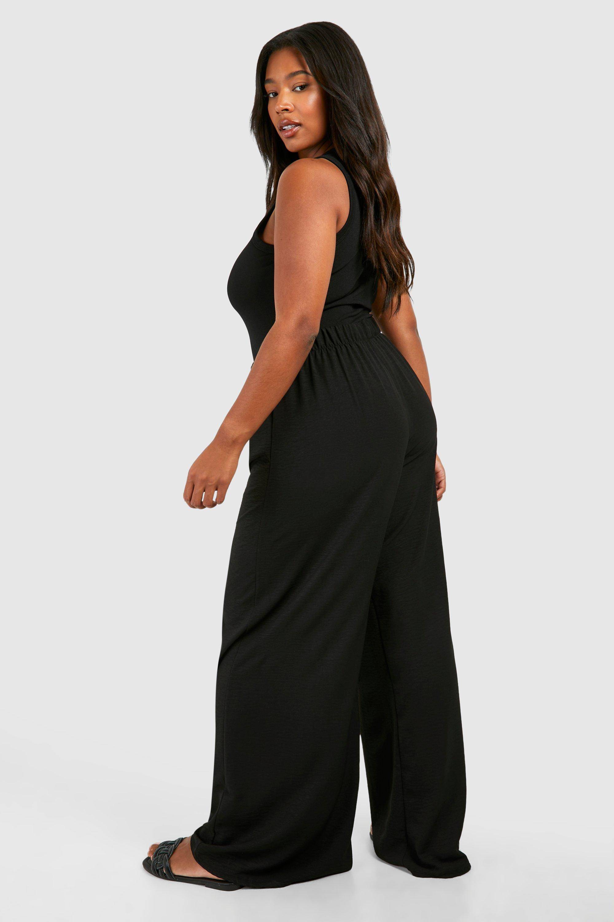 boohoo Plus Pantalon tissé Plus à cordon de serrage à jambes larges