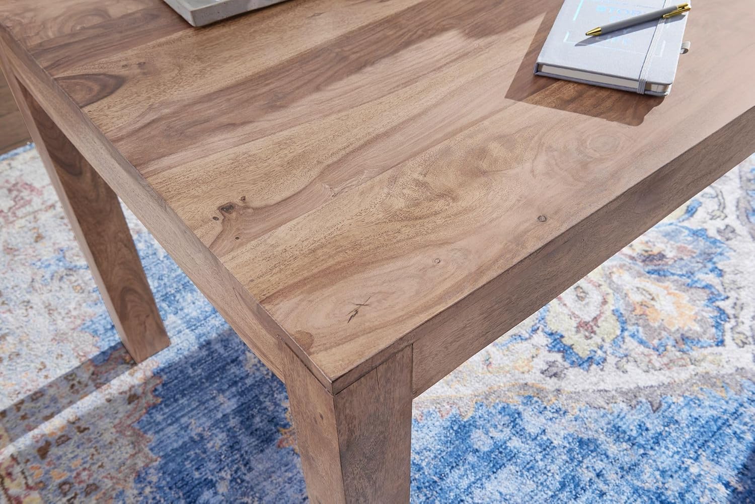 FineBuy Esstisch Massivholz Akazie 120 x 60 cm - Landhaus Esszimmertisch rechteckig Massiv - Küchentisch Vollholz - Holz Tisch Natur - Echtholztisch