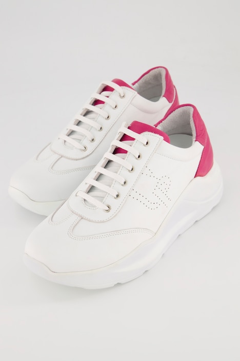 Leder-Sneaker, Farbakzente, Weite H