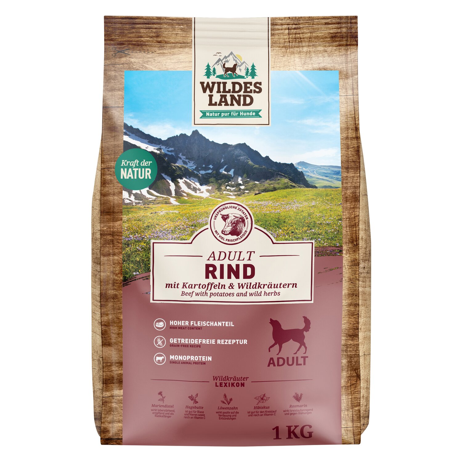 WILDES LAND Trockenfutter Classic Adult  - 1 kg - Rind