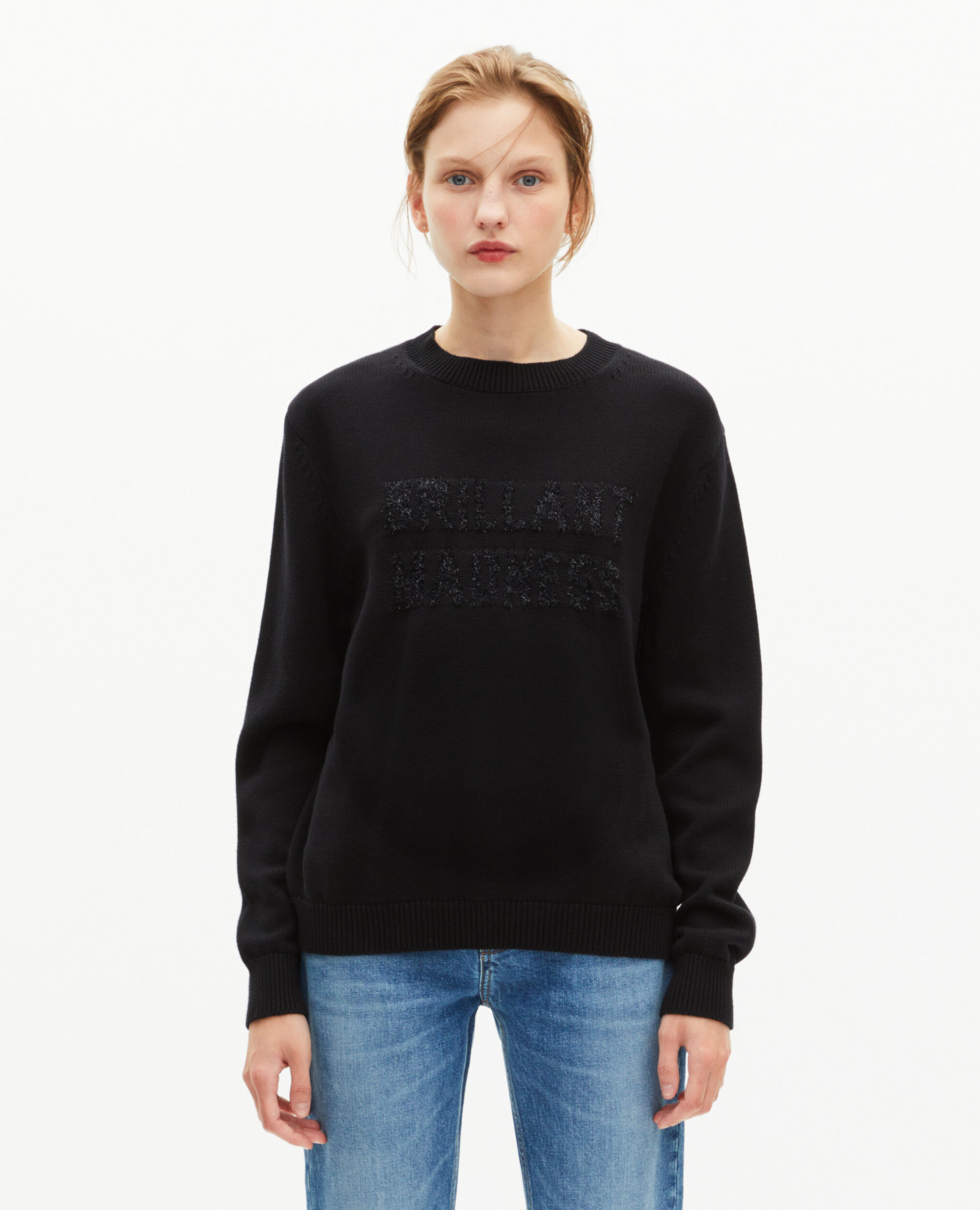 Pull avec jaquard lurex noir