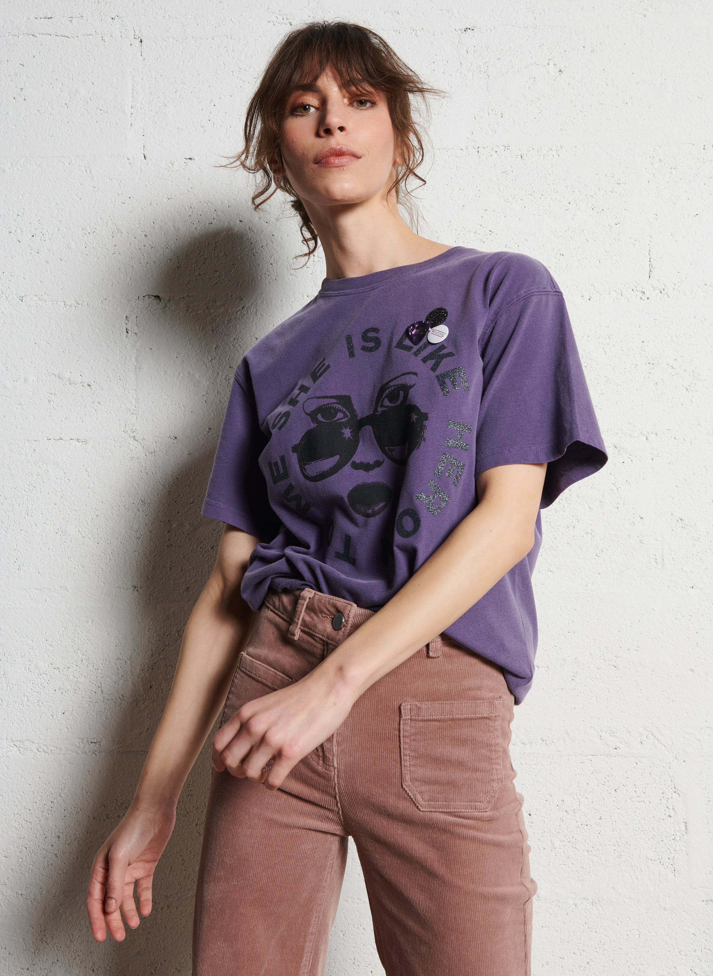 TRUCKER HEROIN - Tee-shirt droit col rond sérigraphié en coton | Violet