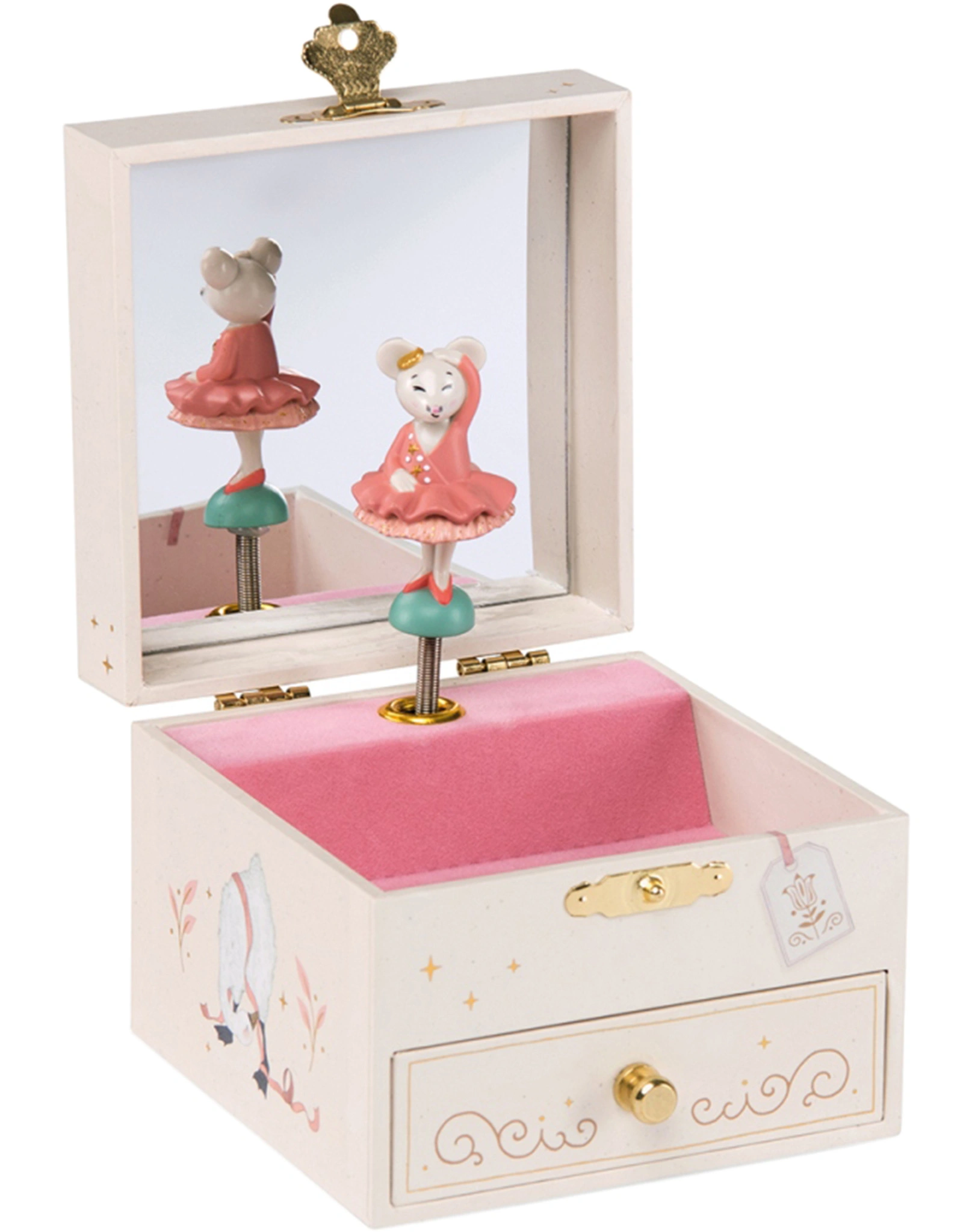 Musik-Schmuckkästchen MAUS in beige/rosa