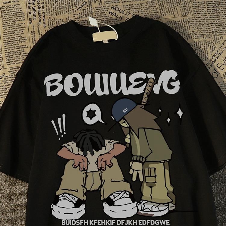 Bay Go Mall - T-shirt met korte mouwen, ronde hals en grafische print
