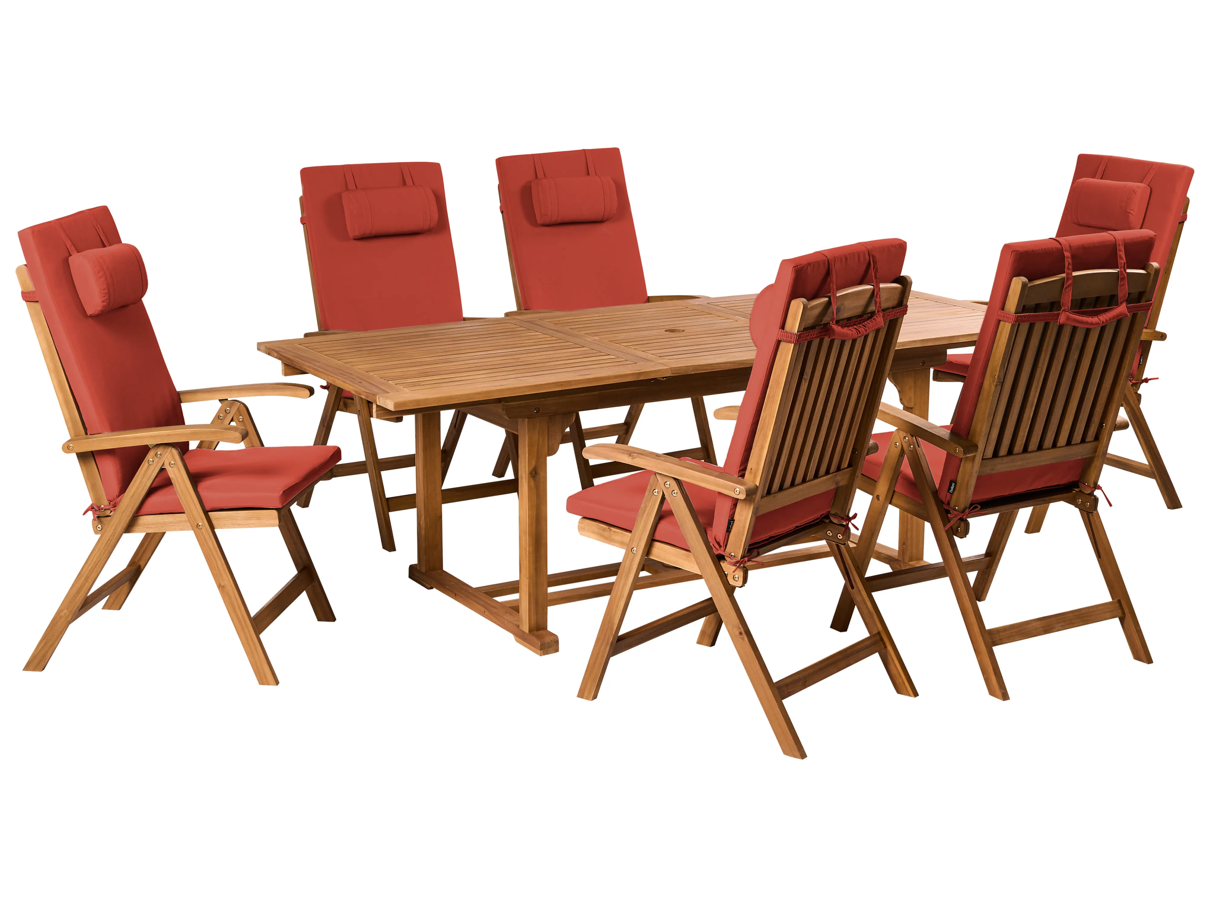 Set van 6 rug/zitkussens JAVA/AMANTEA PREMIUM 50 x 70 cm Rood