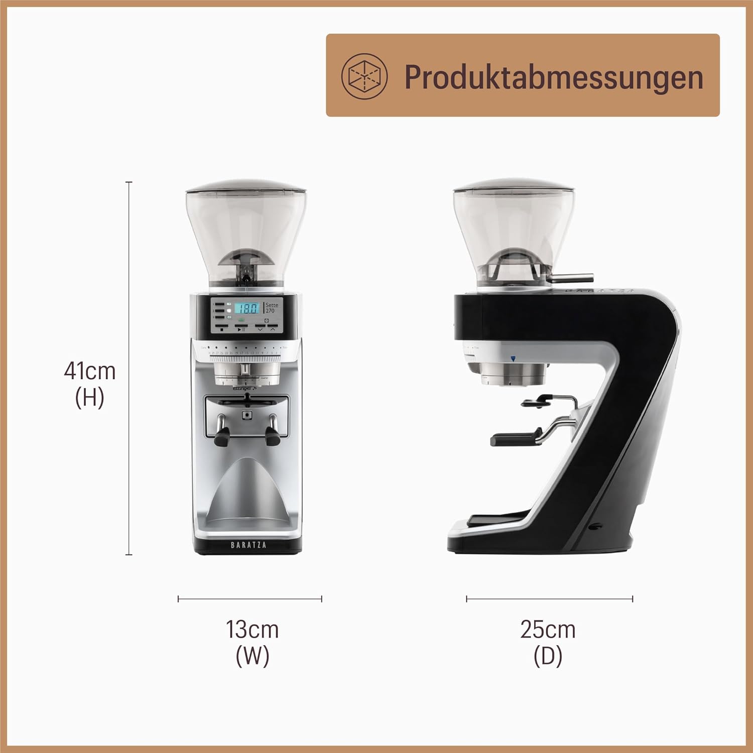 Baratza - Sette 270 230V Kaffeemühle - Elektrische Kaffeemühle mit Mahlwerk und Timer - Für Siebträger - Individuelle Einstellungen, Einfach zu Reinigen - Schwarz