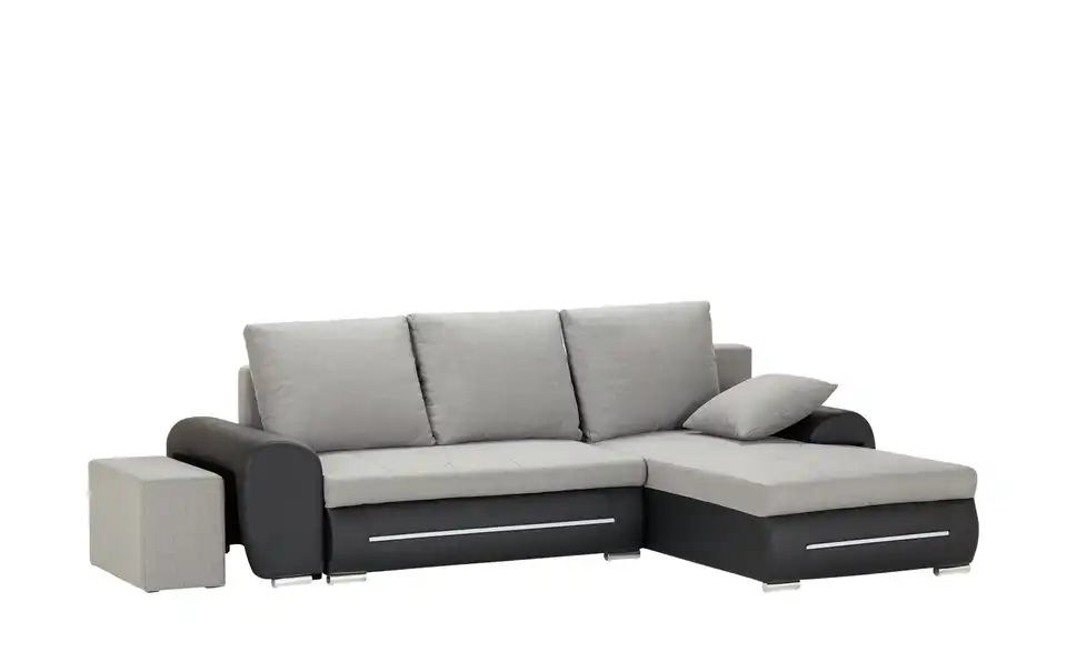 Ecksofa Emma rechts Schwarz, Hellgrau