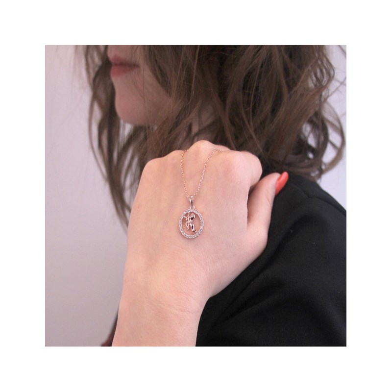 Pendentif Zodiaque Sagittaire - Or Rosé et Cristal