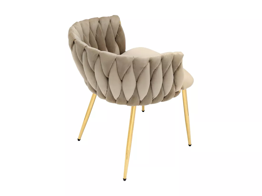 Lot de 2 chaises en velours et métal doré - Beige - ELEGANO