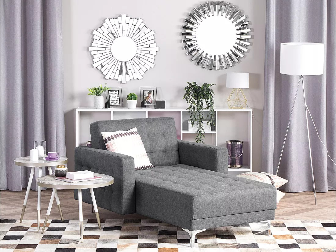 Chaise longue en tissu gris clair ABERDEEN