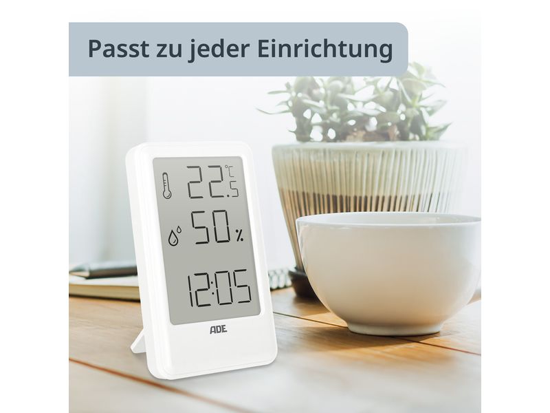 ADE Wetterstation Thermo-Hygrometer 11 cm, Weiss Thermisches Hygrometer