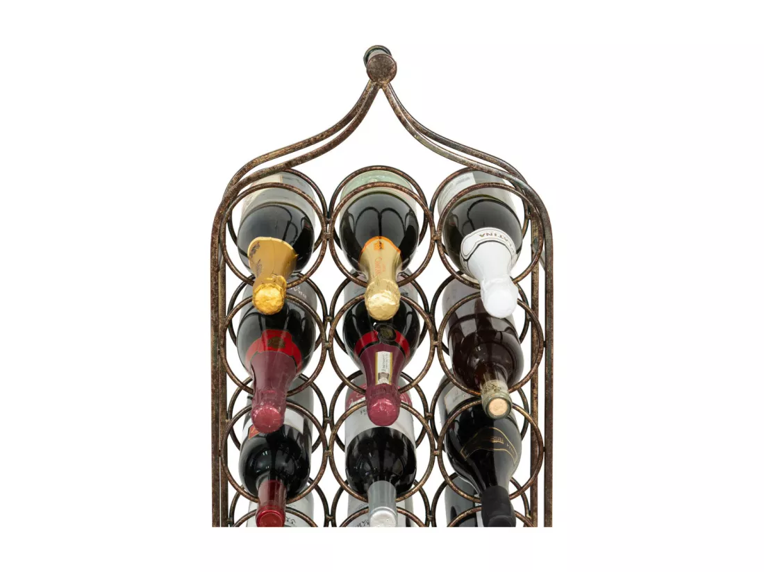 Porte-bouteille Vinique en fer forgé finition noir antique - 24 bouteilles - 36x16x106 cm